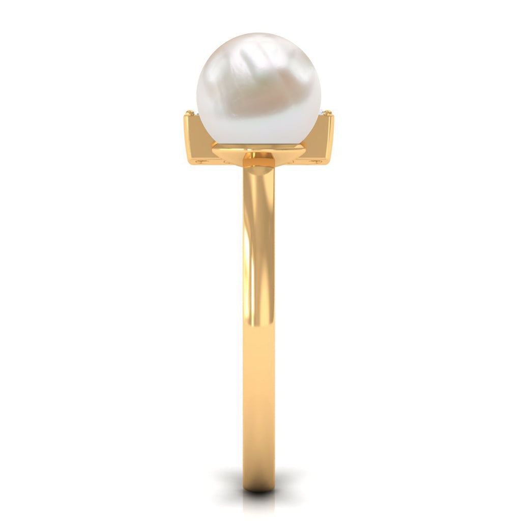 Freshwater Pearl and Diamond Modern Cuff Ring