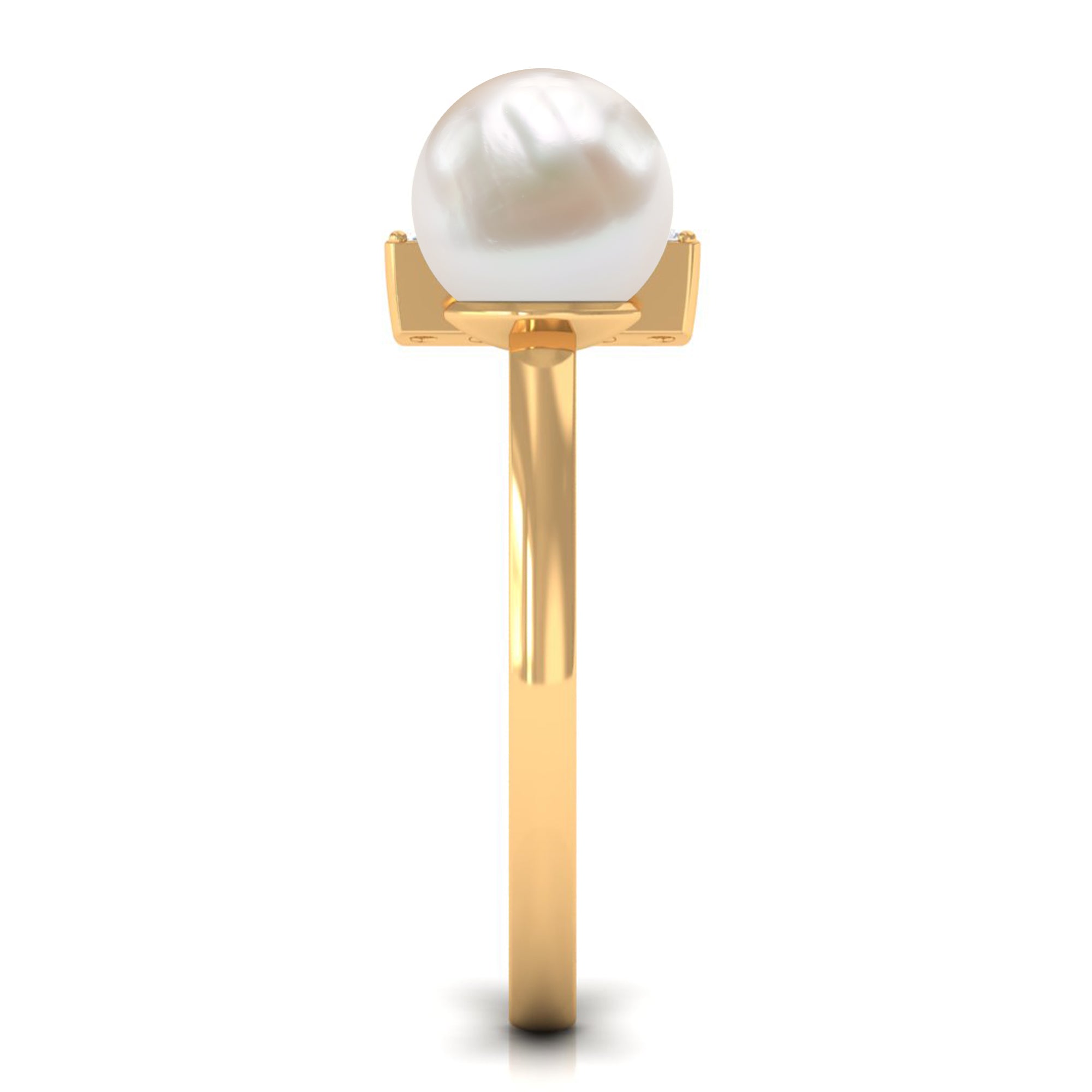 Freshwater Pearl and Diamond Modern Cuff Ring