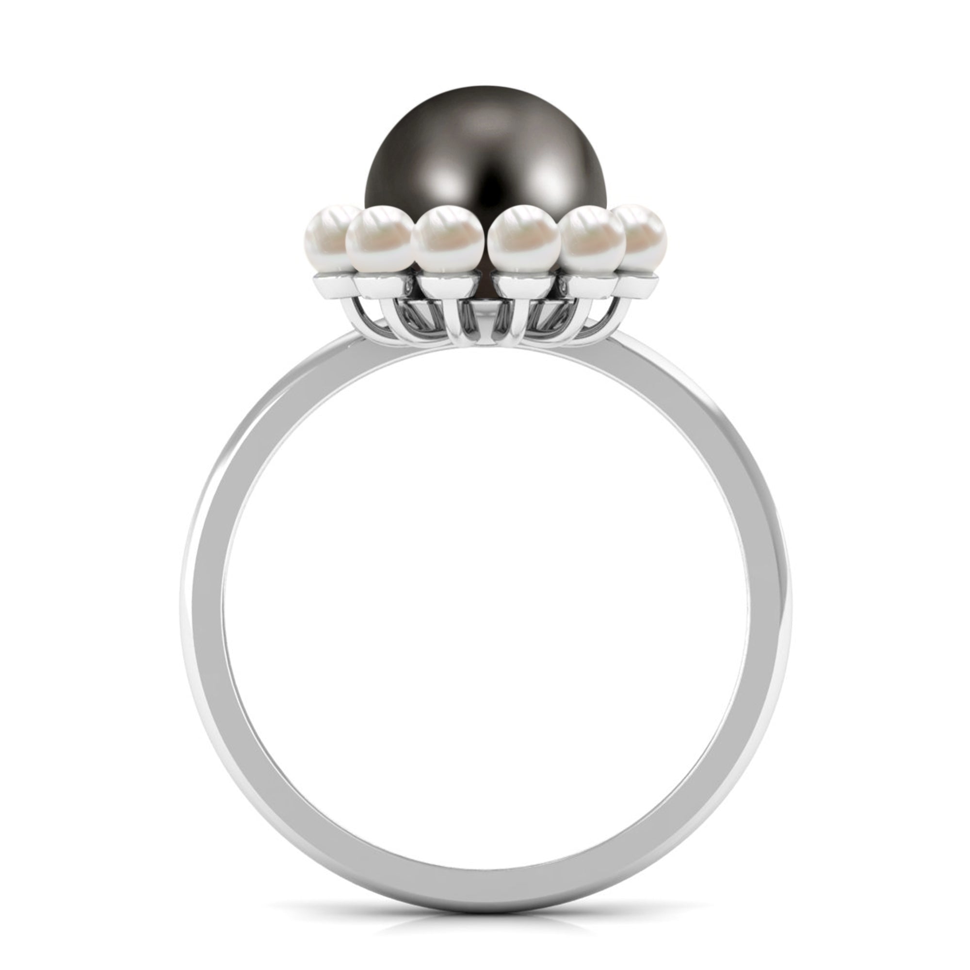 Elegant Tahitian and Freshwater Pearl Half Halo Ring in Gold