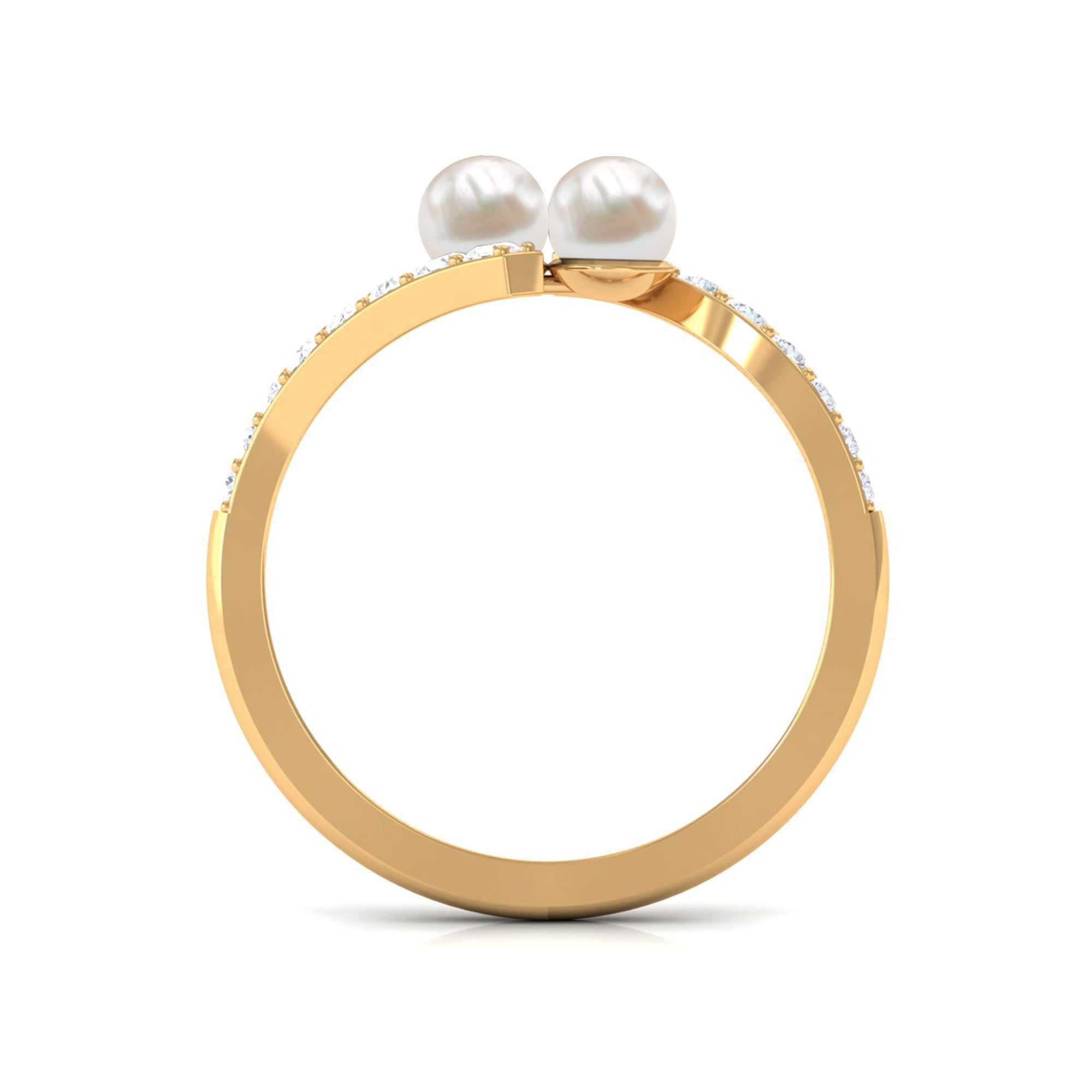 Toi et Moi Freshwater Pearl Bypass Ring with Diamond