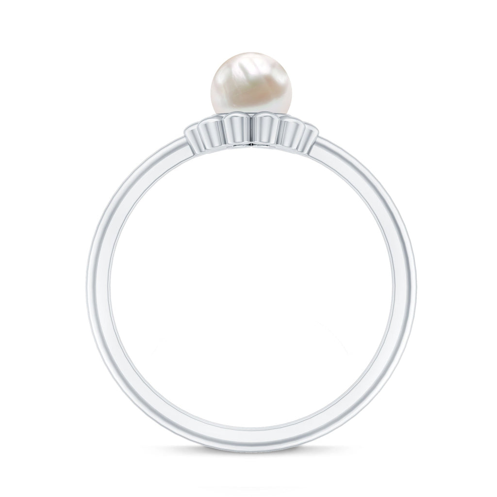 Floral Gold Freshwater Pearl Solitaire Engagement Ring