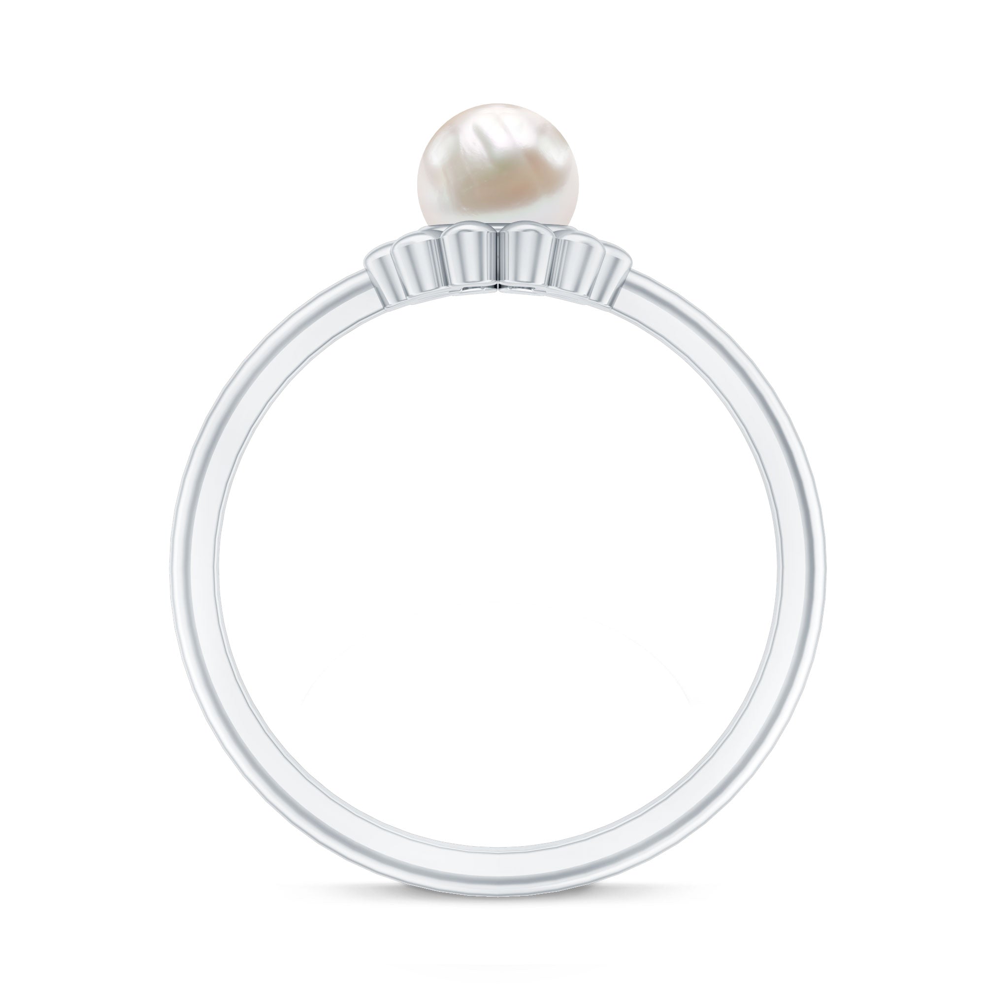 Floral Gold Freshwater Pearl Solitaire Engagement Ring