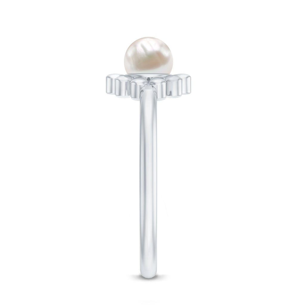 Floral Gold Freshwater Pearl Solitaire Engagement Ring