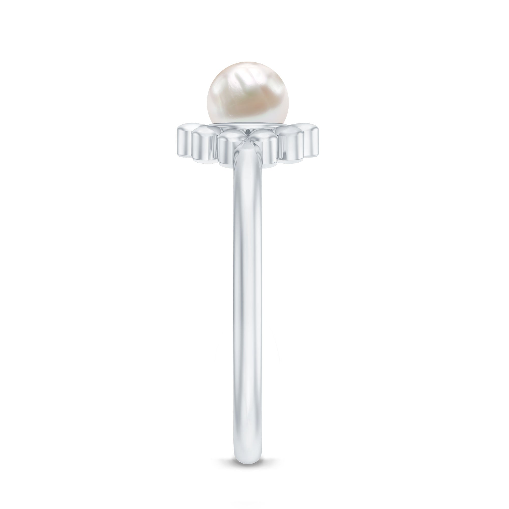 Floral Gold Freshwater Pearl Solitaire Engagement Ring