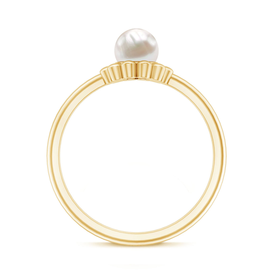 Floral Gold Freshwater Pearl Solitaire Engagement Ring