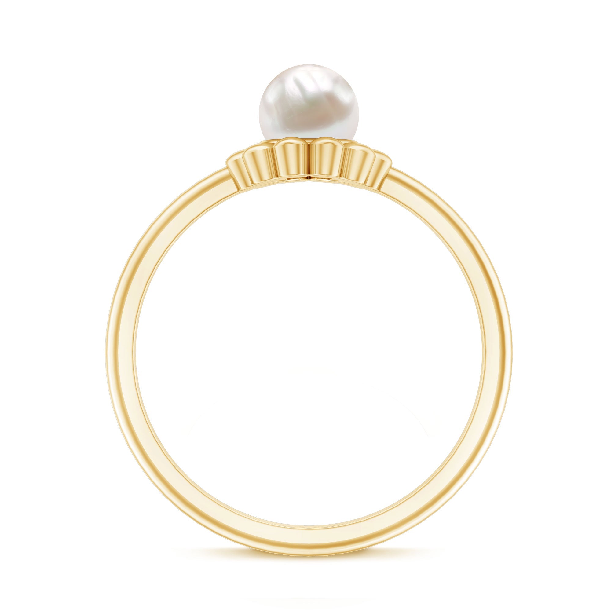 Floral Gold Freshwater Pearl Solitaire Engagement Ring