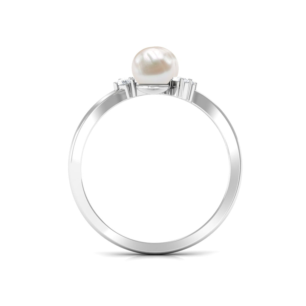 4.25 CT Freshwater Pearl Wrap Ring with Diamond Trio
