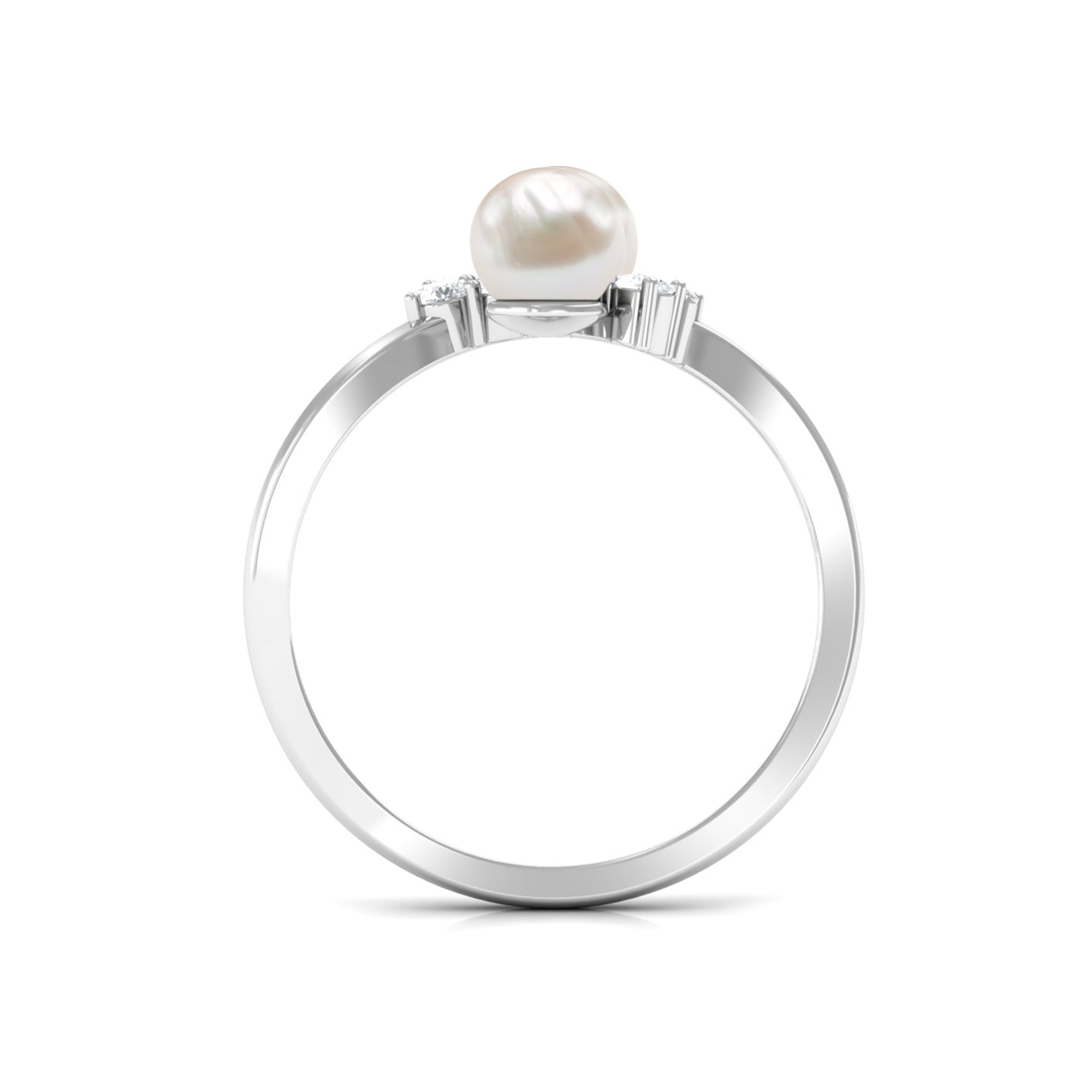 4.25 CT Freshwater Pearl Wrap Ring with Diamond Trio