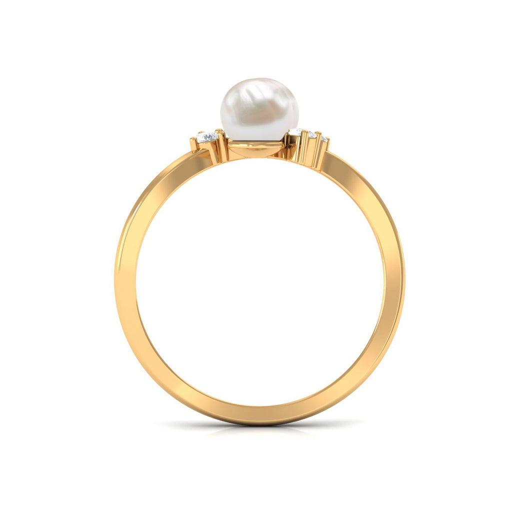 4.25 CT Freshwater Pearl Wrap Ring with Diamond Trio