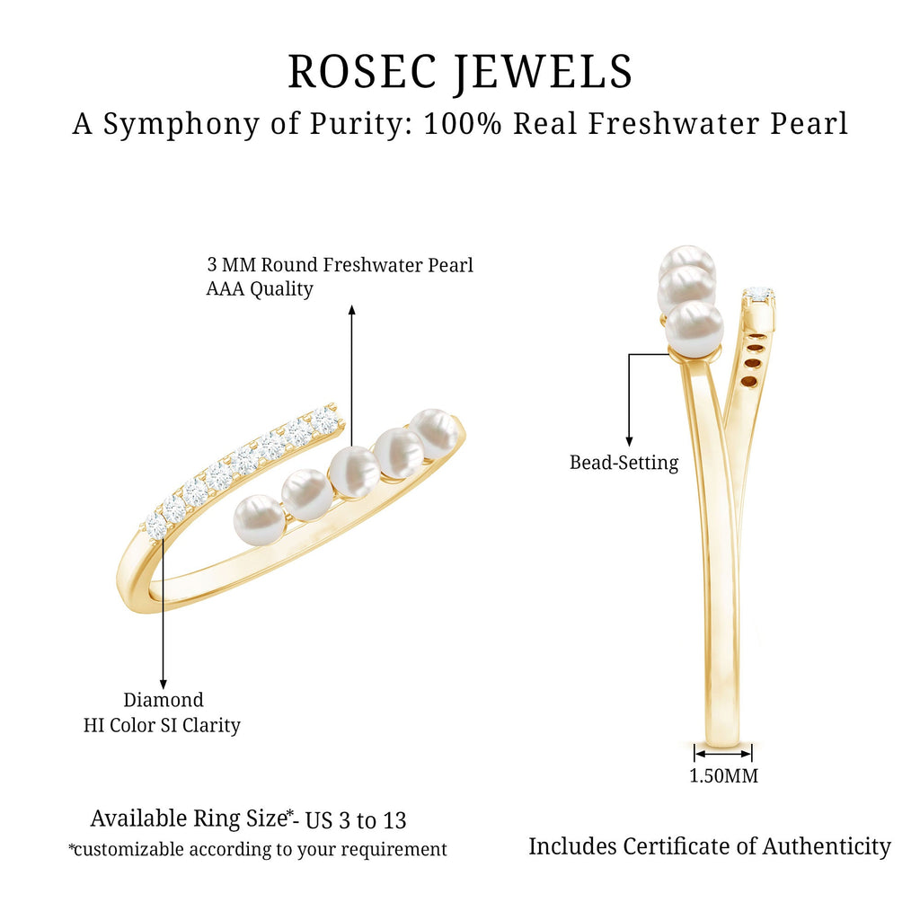 1/2 CT Freshwater Pearl and Diamond Wrap Ring