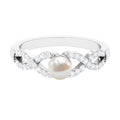 2.50 CT Freshwater Pearl Crossover Engagement Ring with Diamond