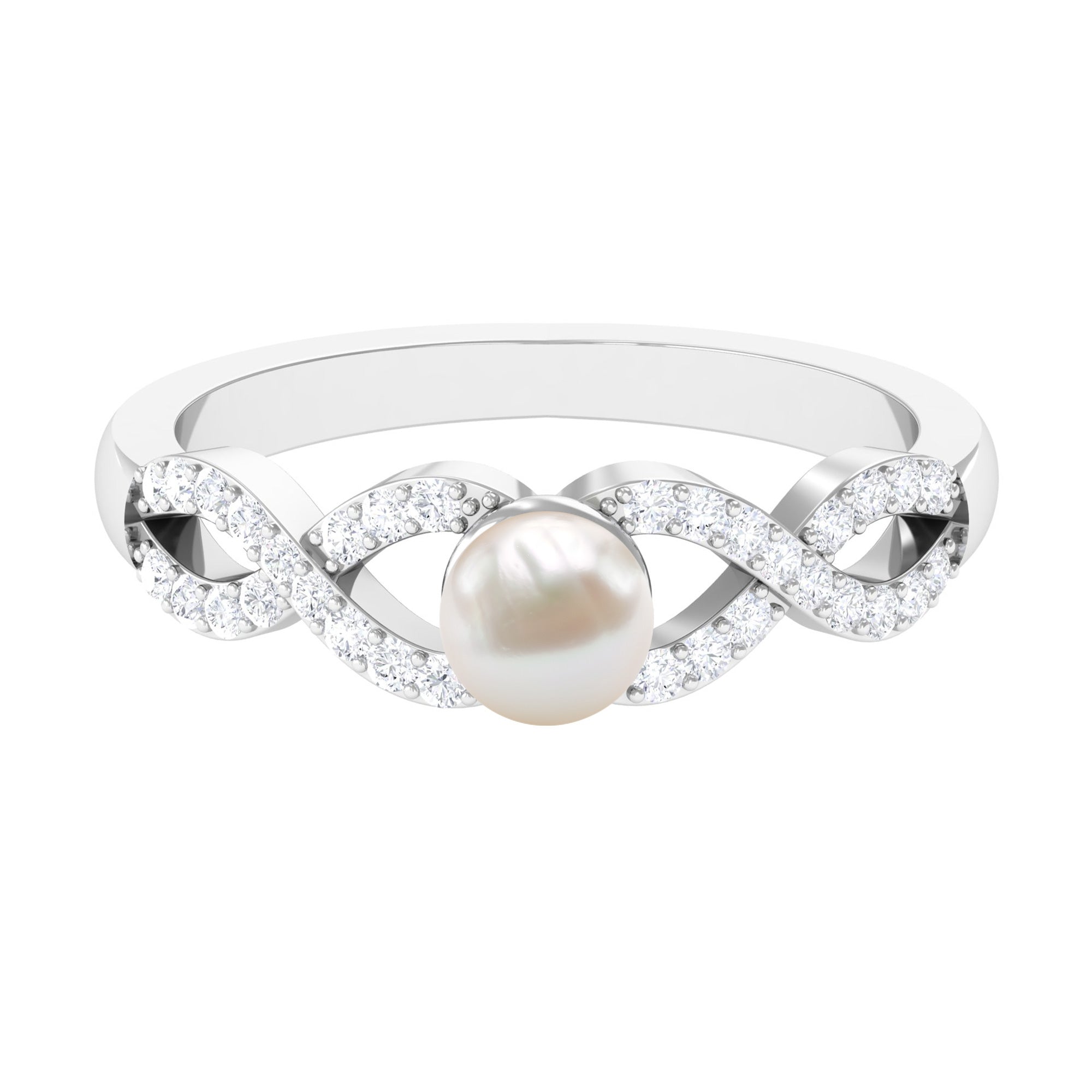 2.50 CT Freshwater Pearl Crossover Engagement Ring with Diamond