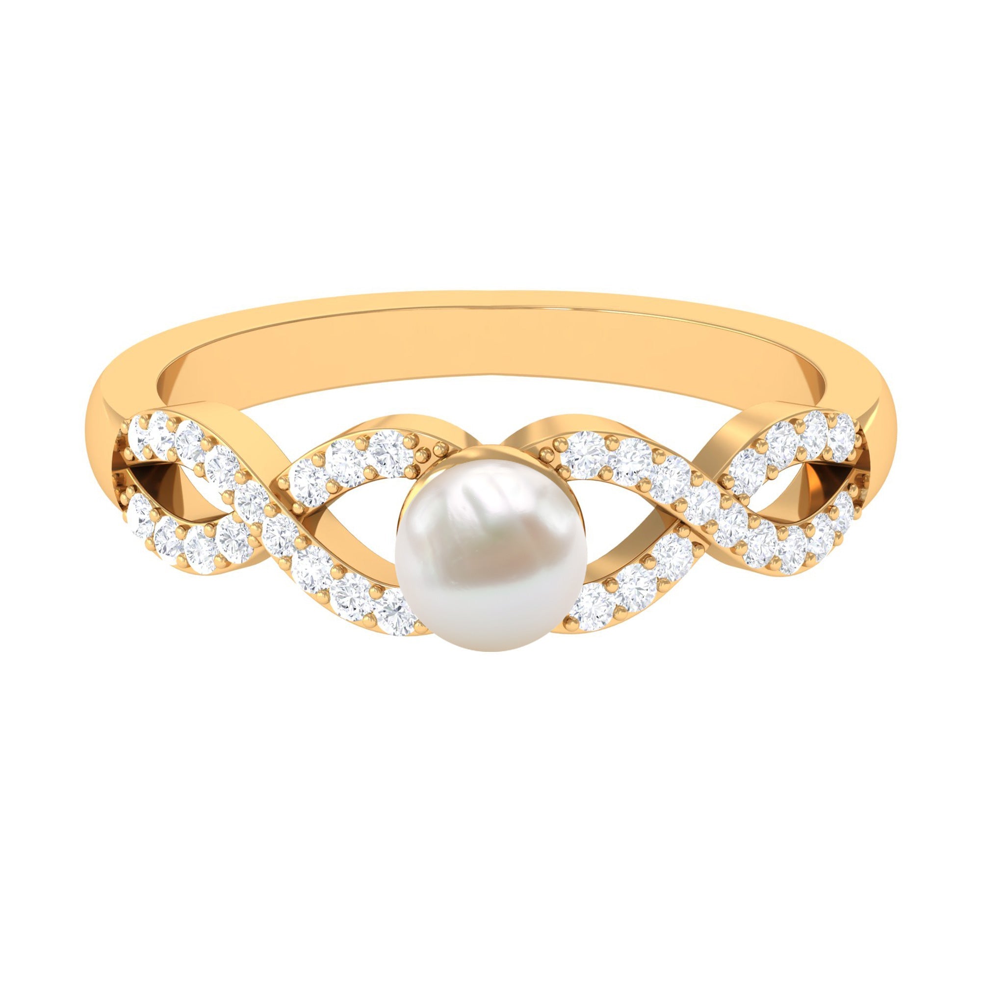 2.50 CT Freshwater Pearl Crossover Engagement Ring with Diamond
