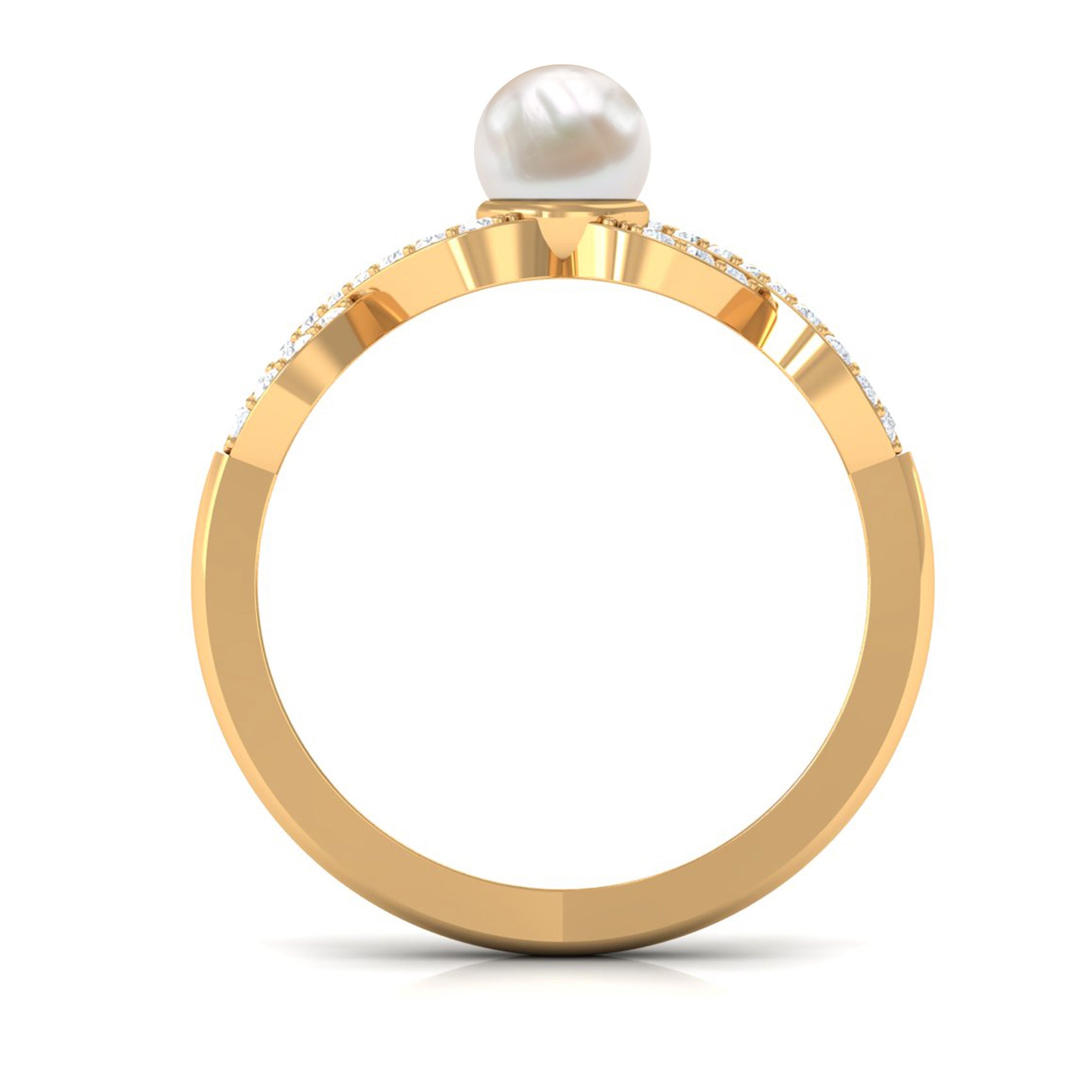 2.50 CT Freshwater Pearl Crossover Engagement Ring with Diamond