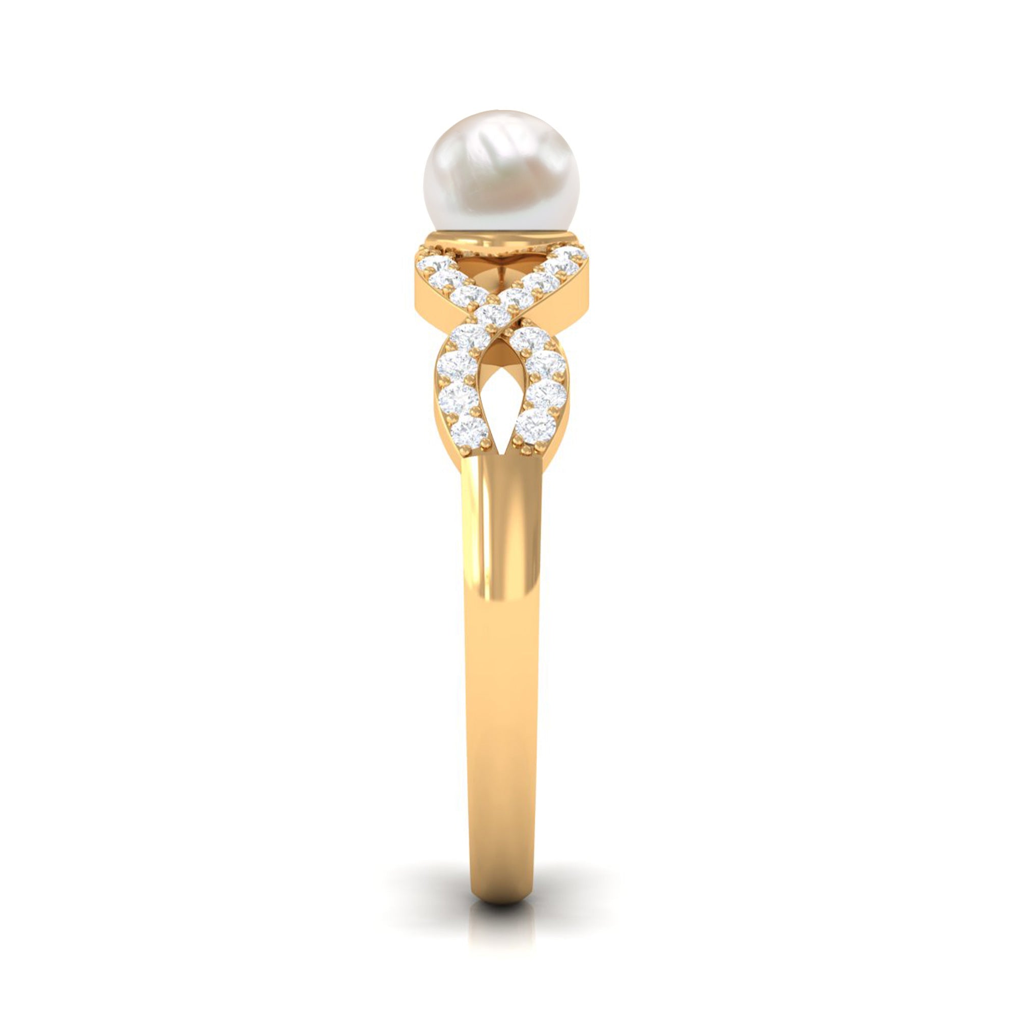 2.50 CT Freshwater Pearl Crossover Engagement Ring with Diamond