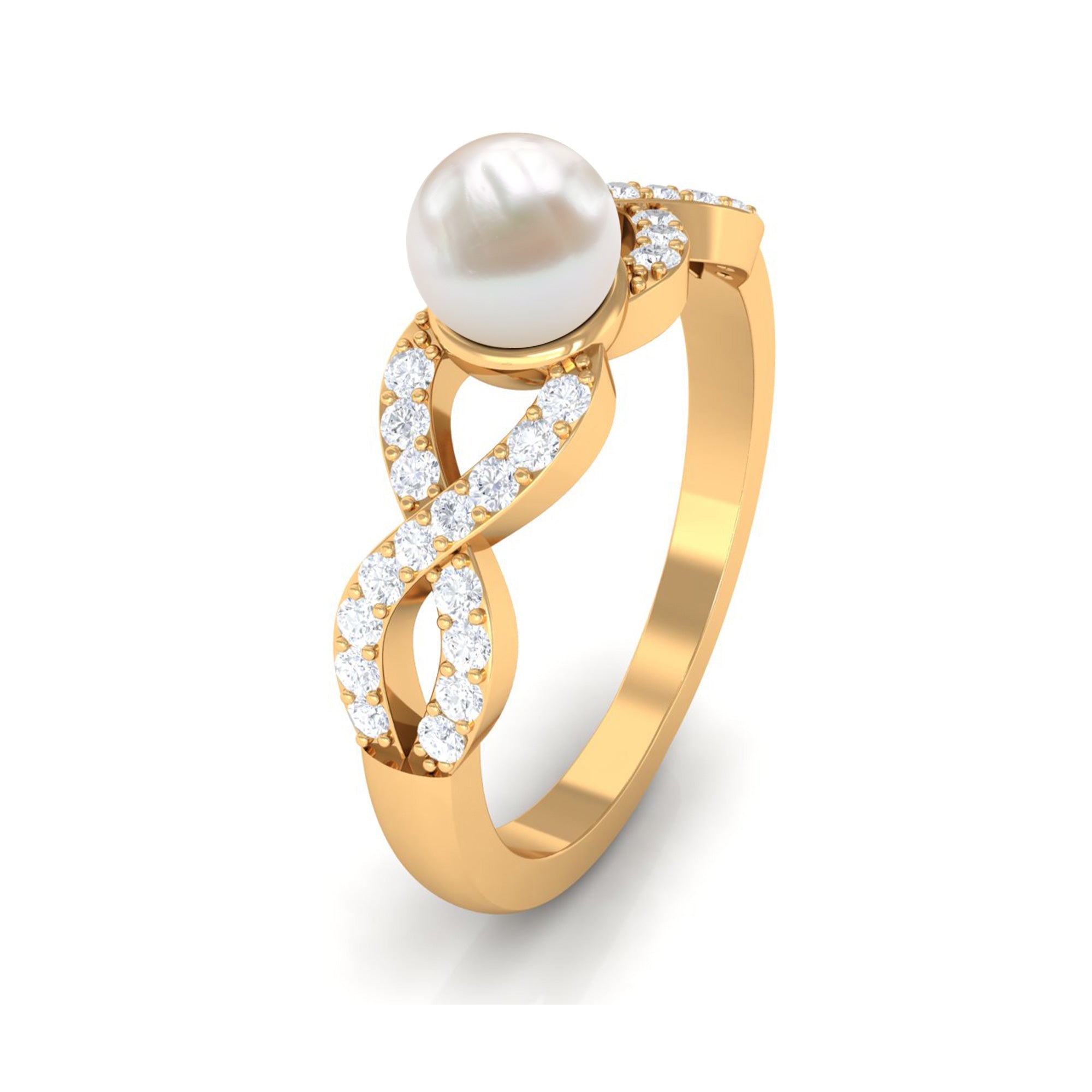 2.50 CT Freshwater Pearl Crossover Engagement Ring with Diamond