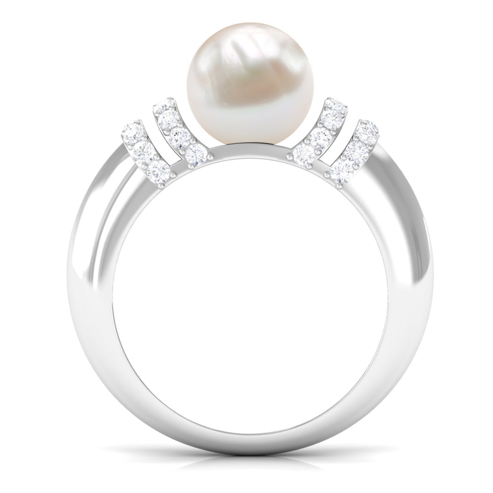 8.25 CT Freshwater Pearl and Diamond Engagement Ring