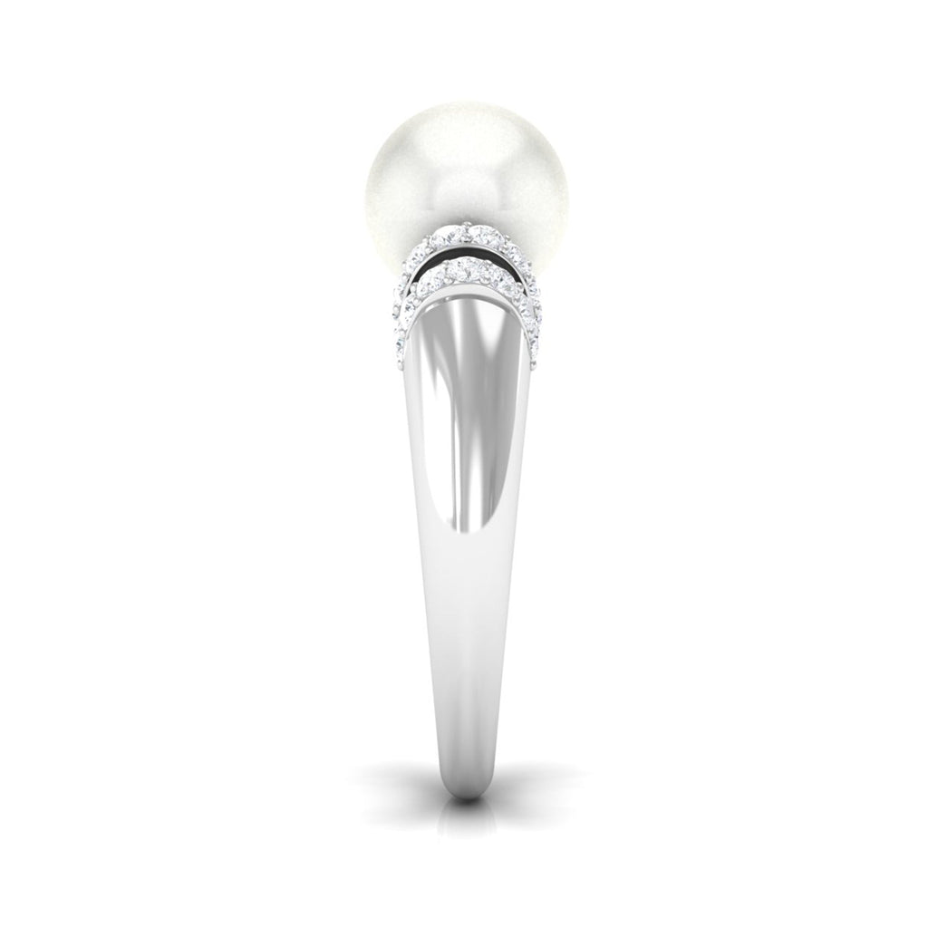 8.25 CT Freshwater Pearl and Diamond Engagement Ring