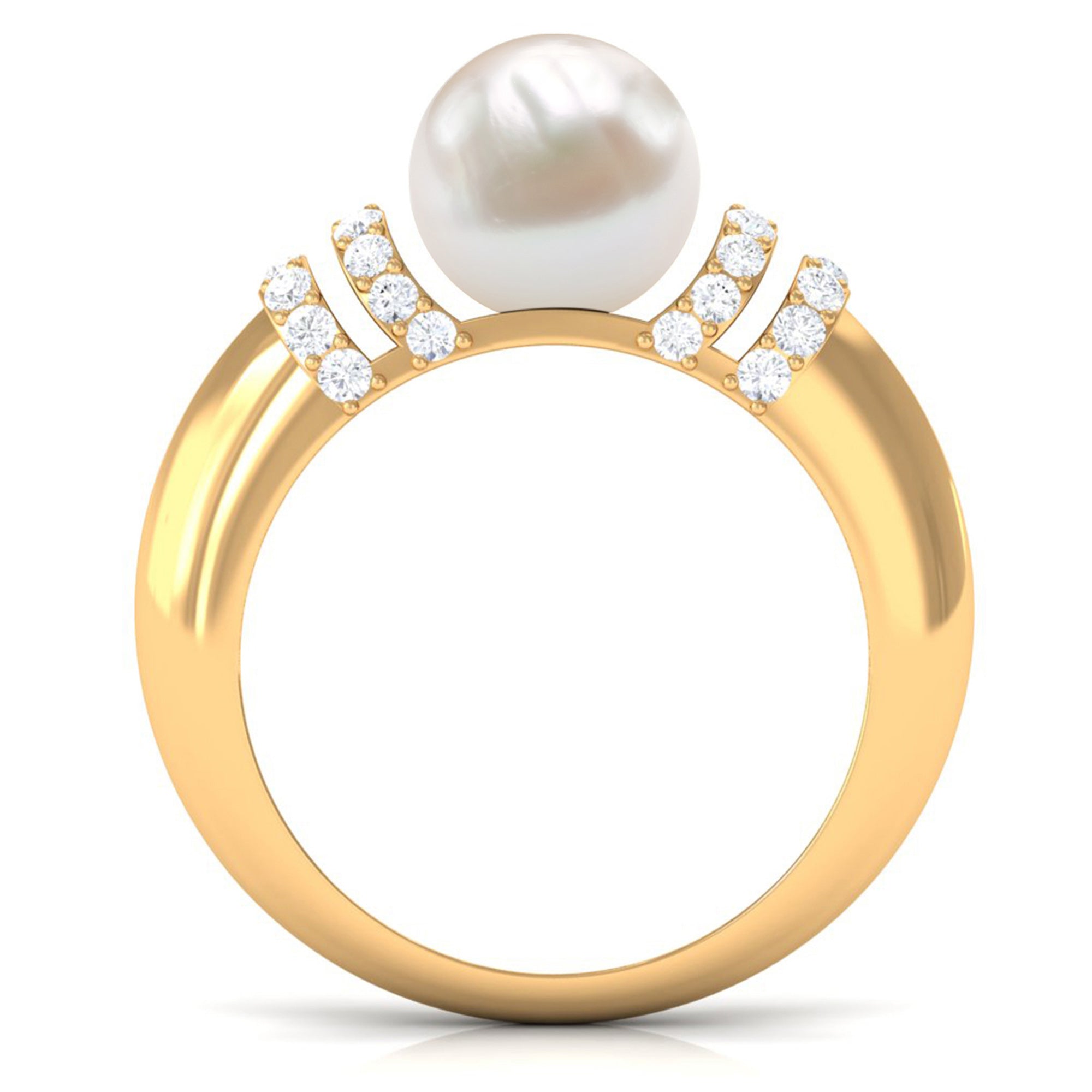 8.25 CT Freshwater Pearl and Diamond Engagement Ring