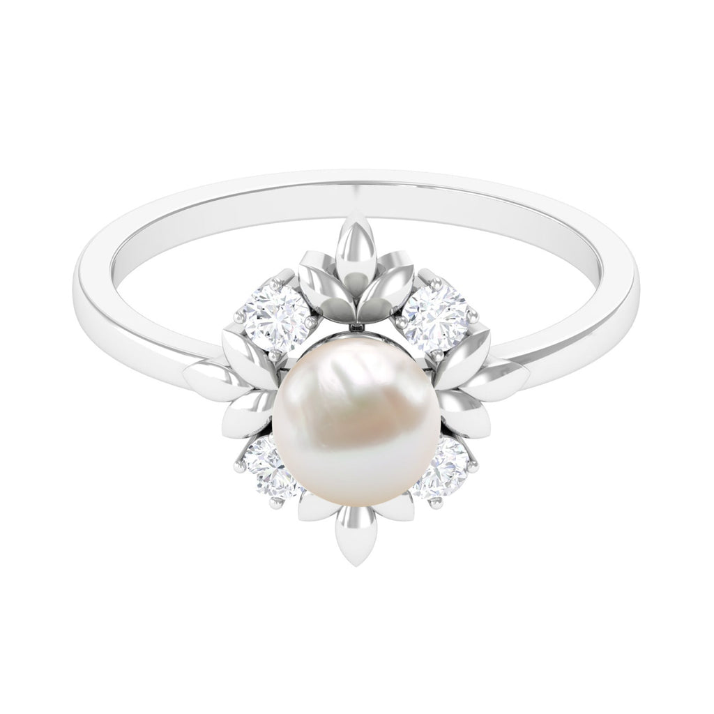 2.5 CT Freshwater Pearl Cocktail Engagement Ring with Diamond