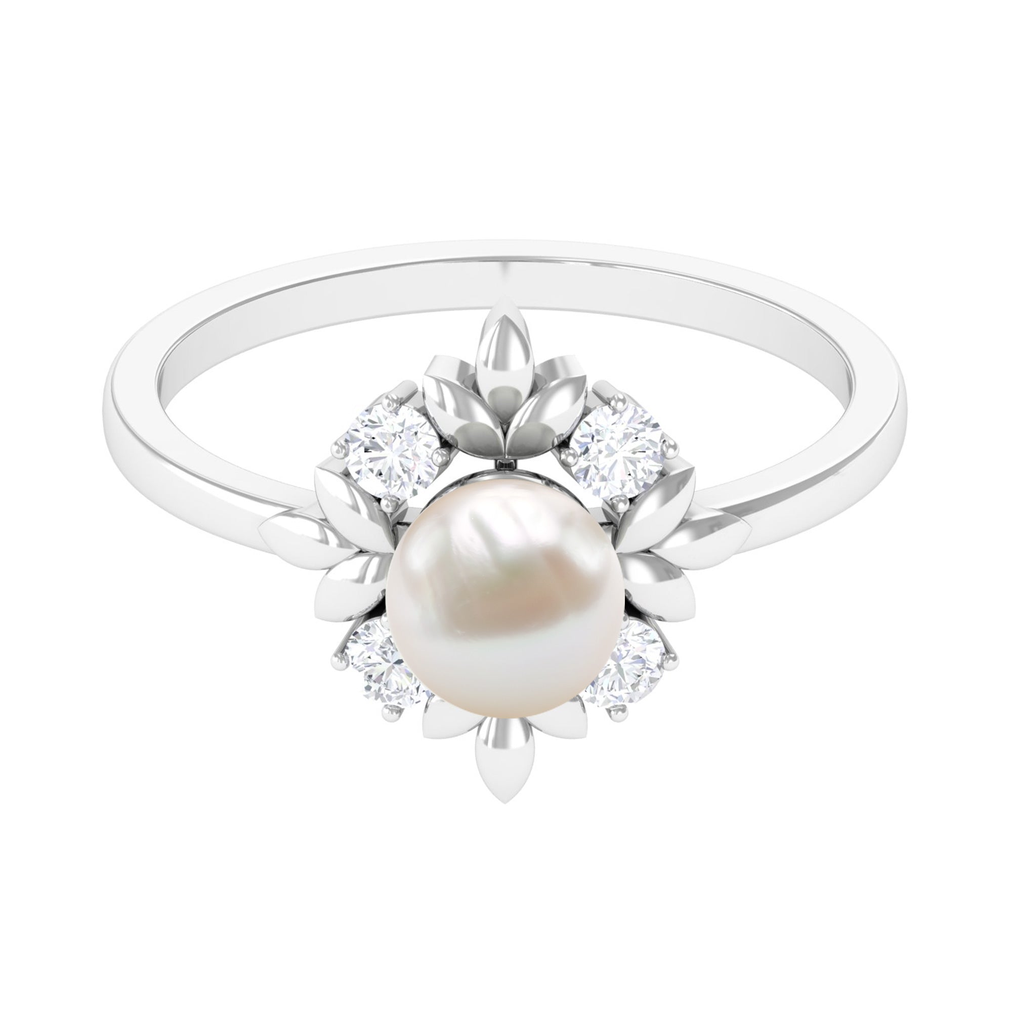 2.5 CT Freshwater Pearl Cocktail Engagement Ring with Diamond