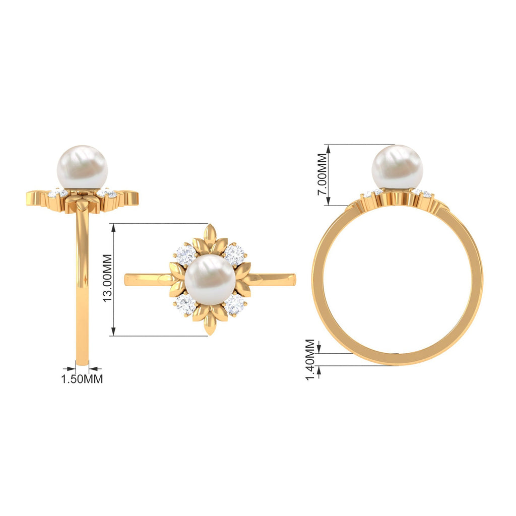 2.5 CT Freshwater Pearl Cocktail Engagement Ring with Diamond