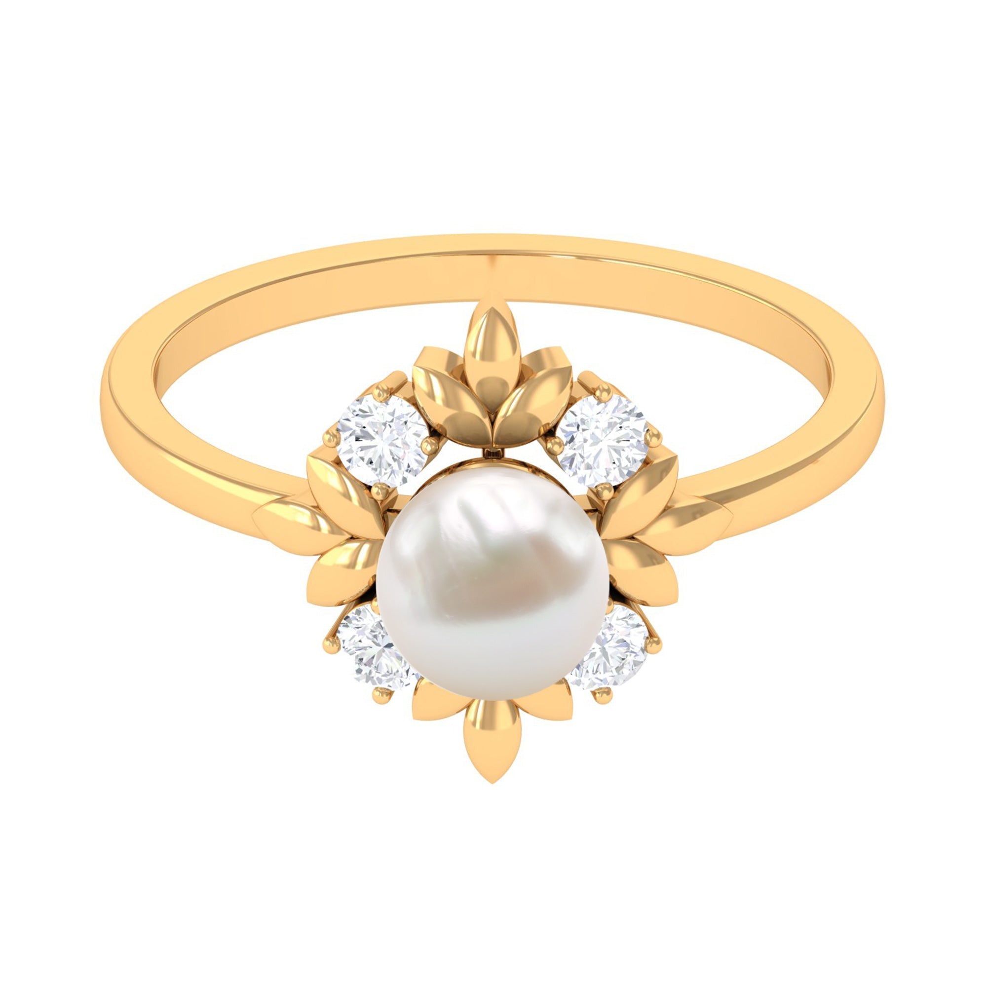 2.5 CT Freshwater Pearl Cocktail Engagement Ring with Diamond