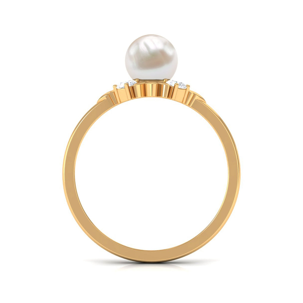 2.5 CT Freshwater Pearl Cocktail Engagement Ring with Diamond