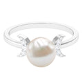 Freshwater Pearl and Diamond Designer Engagement Ring