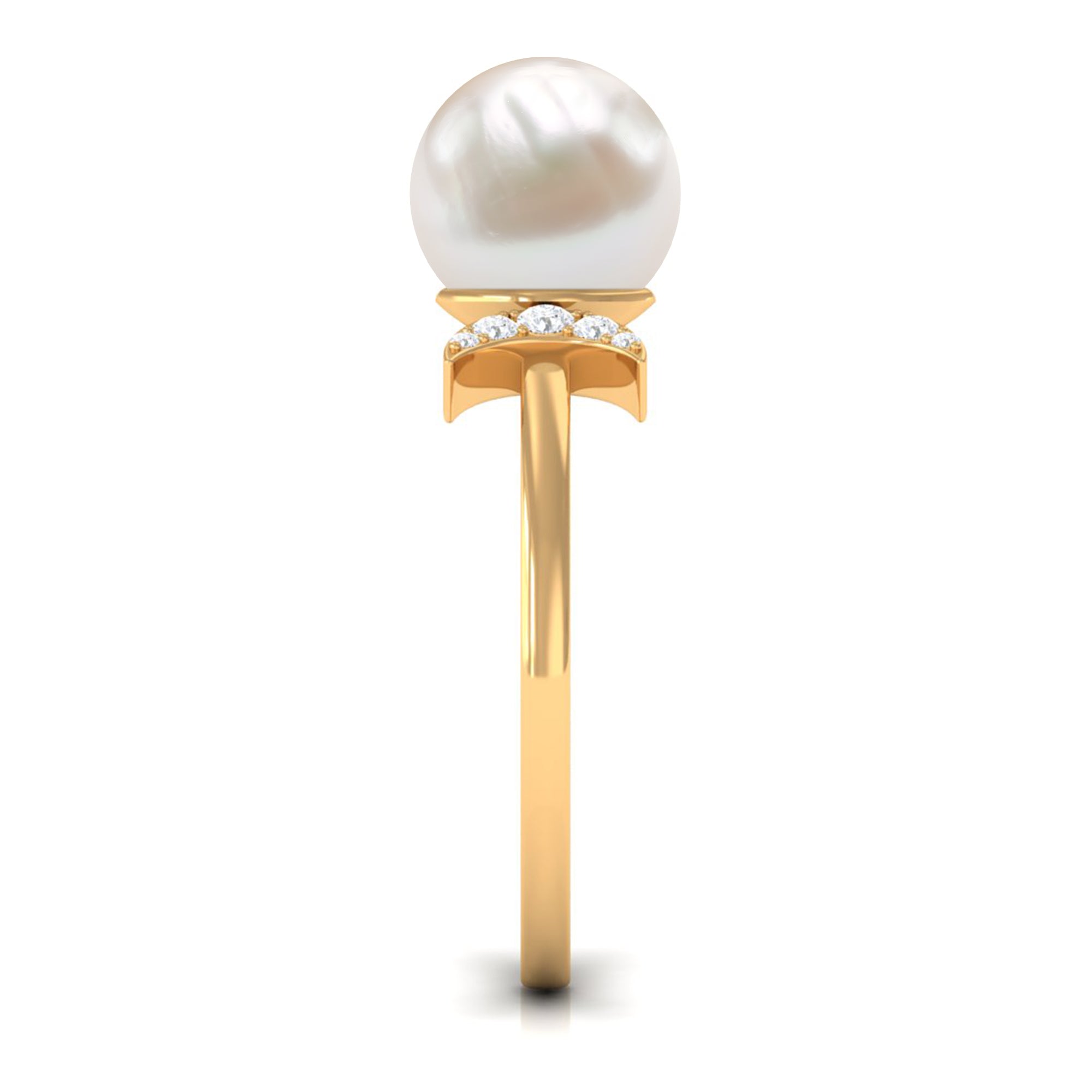 Freshwater Pearl and Diamond Designer Engagement Ring