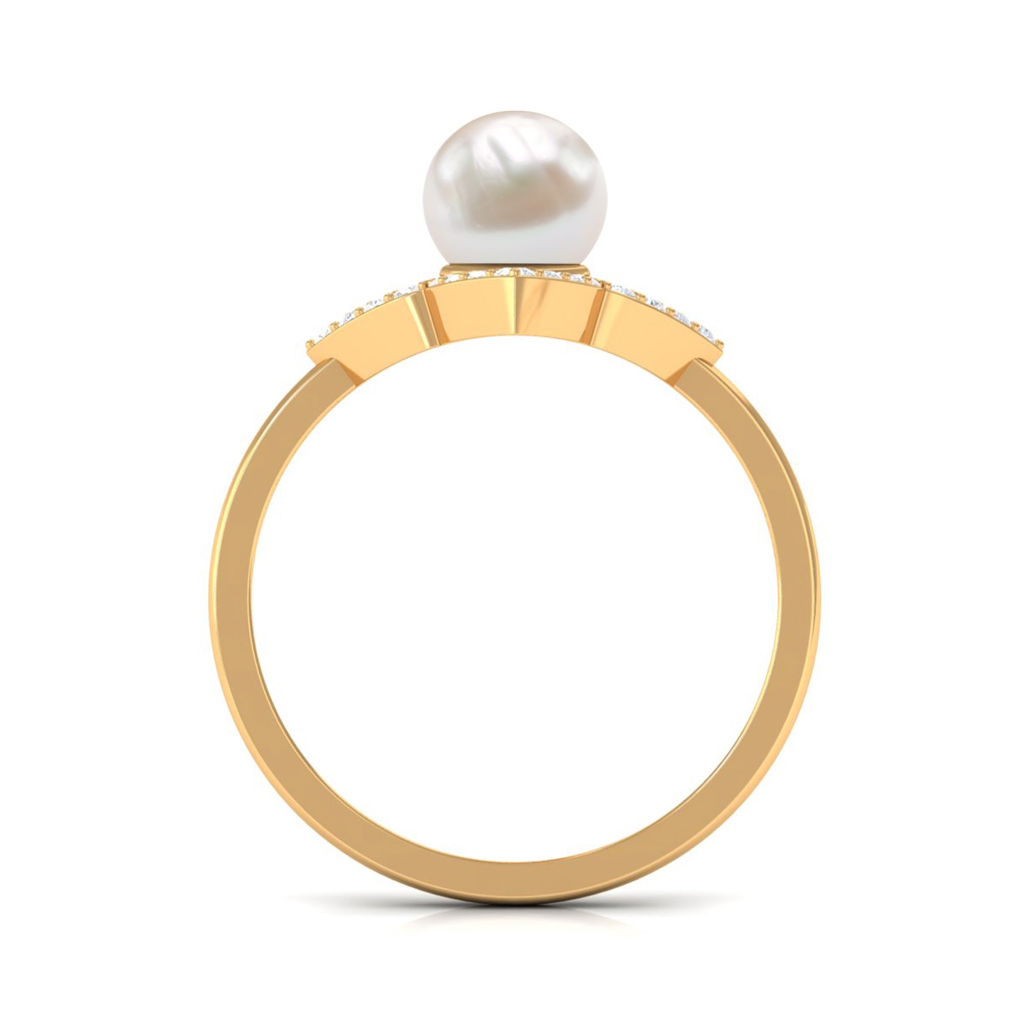2 CT Freshwater Pearl Flower Engagement Ring with Diamond