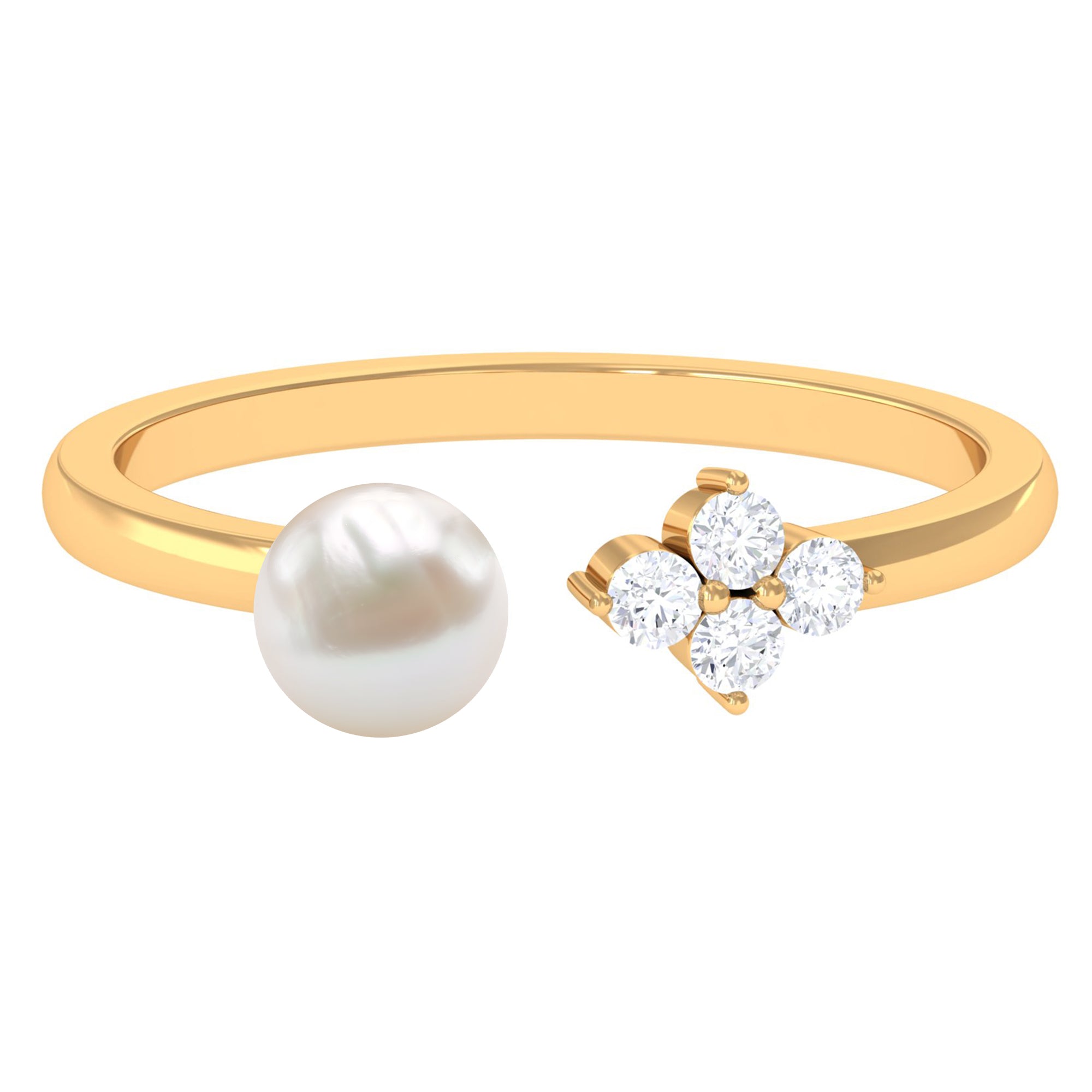 2.25 CT Freshwater Pearl and Diamond Minimal Cuff Ring