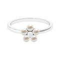 Freshwater Pearl Floral Promise Ring with Moissanite Stone