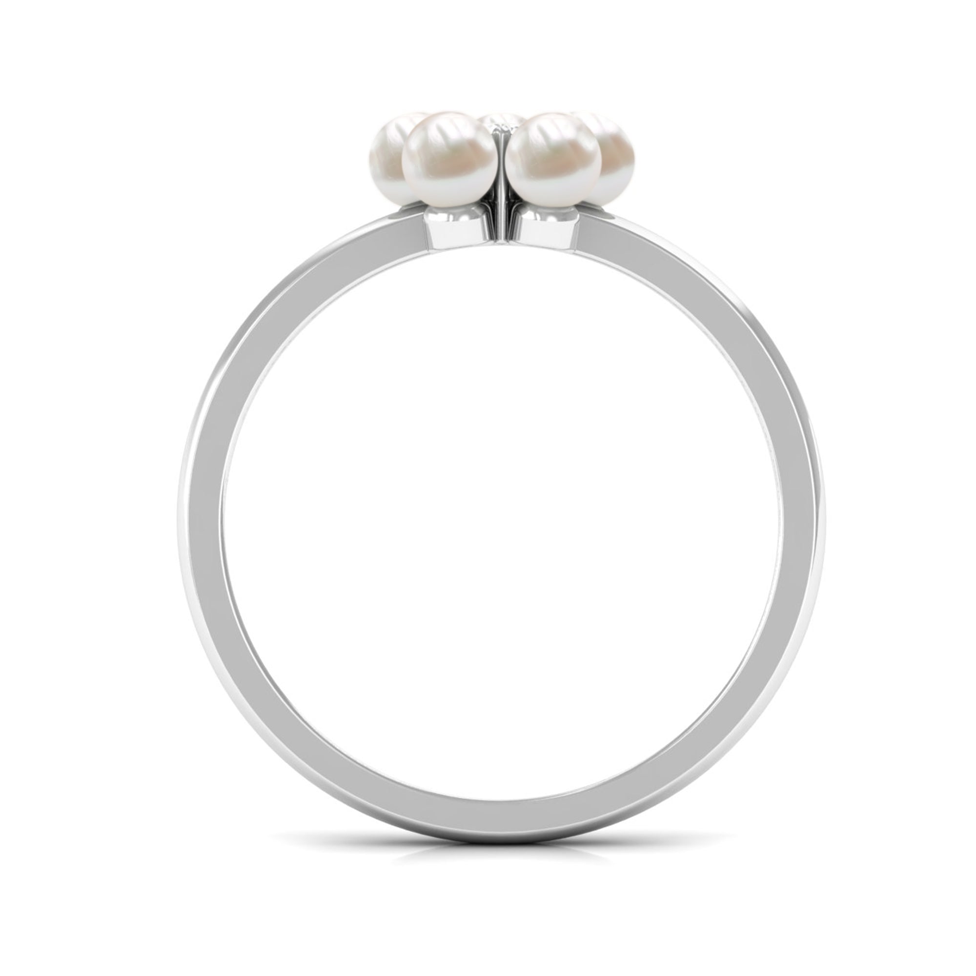 Freshwater Pearl Floral Promise Ring with Moissanite Stone