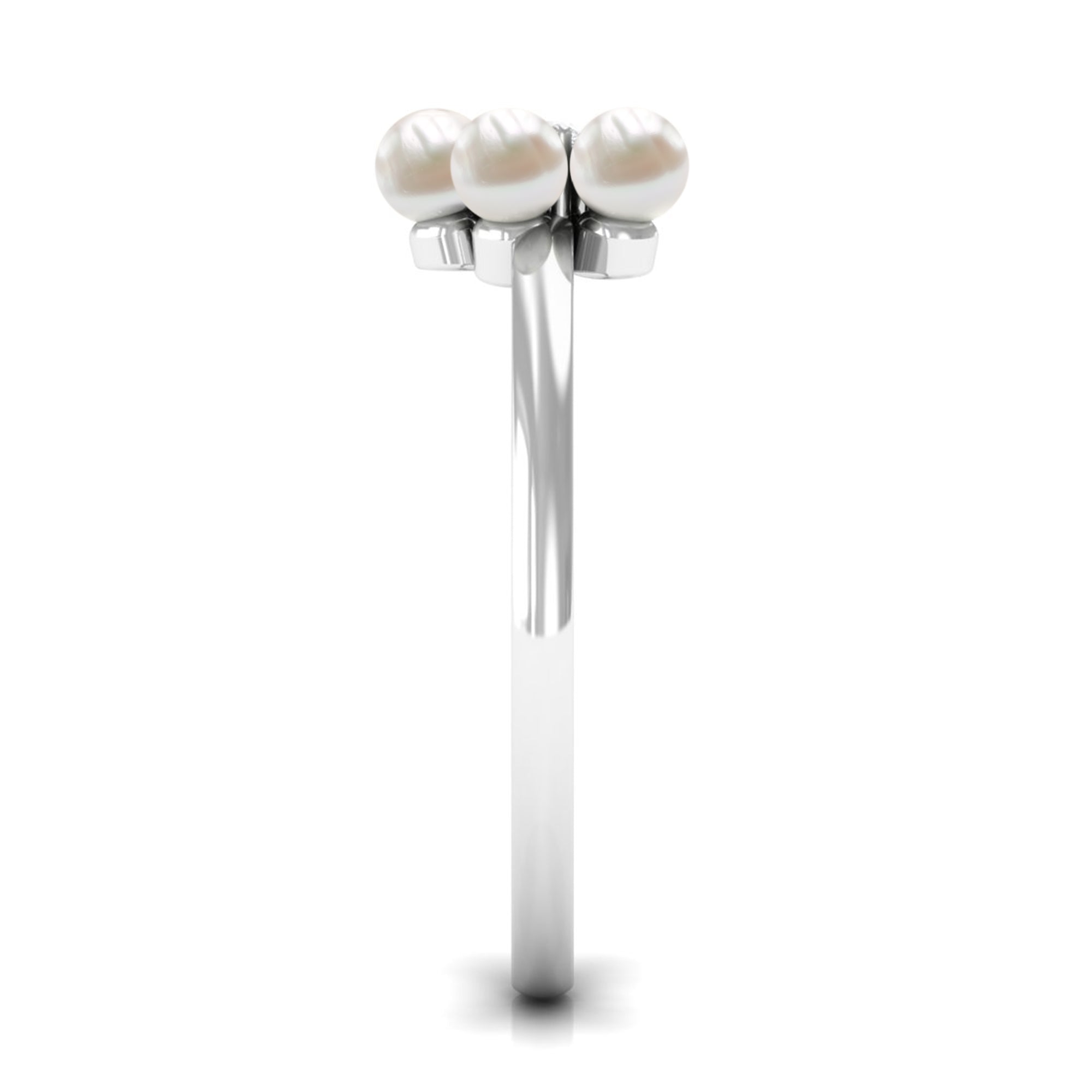 Freshwater Pearl Floral Promise Ring with Moissanite Stone
