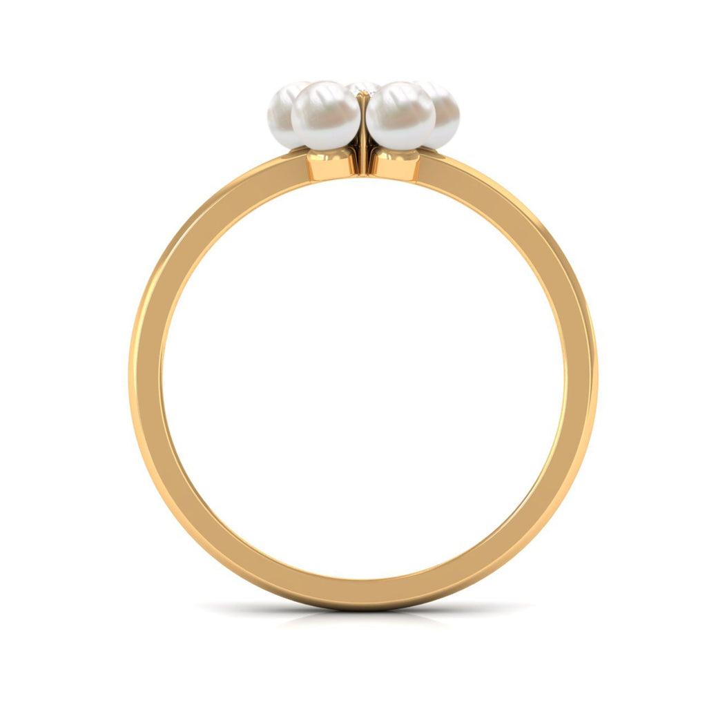 Freshwater Pearl Floral Promise Ring with Moissanite Stone