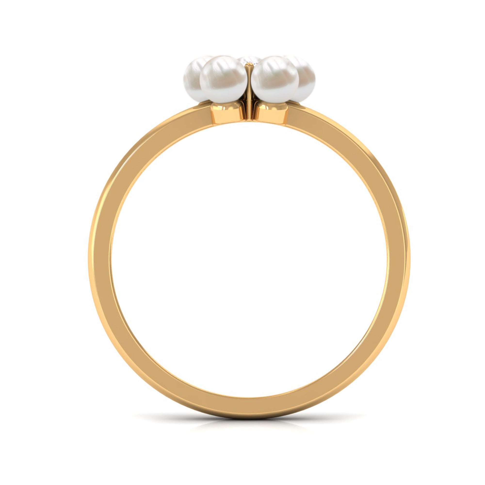 Freshwater Pearl Floral Promise Ring with Moissanite Stone