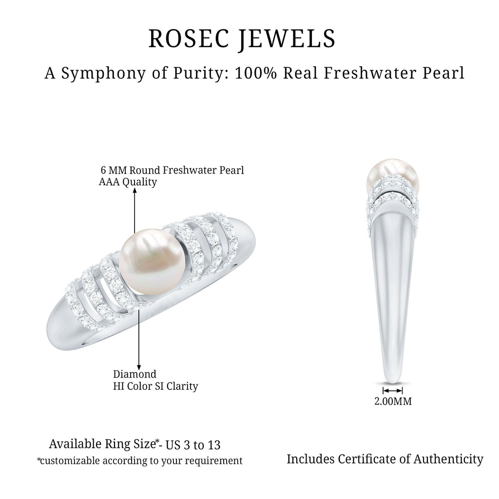 2.50 CT Freshwater Pearl and Diamond Engagement Ring