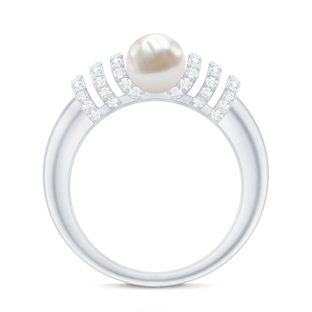 2.50 CT Freshwater Pearl and Diamond Engagement Ring