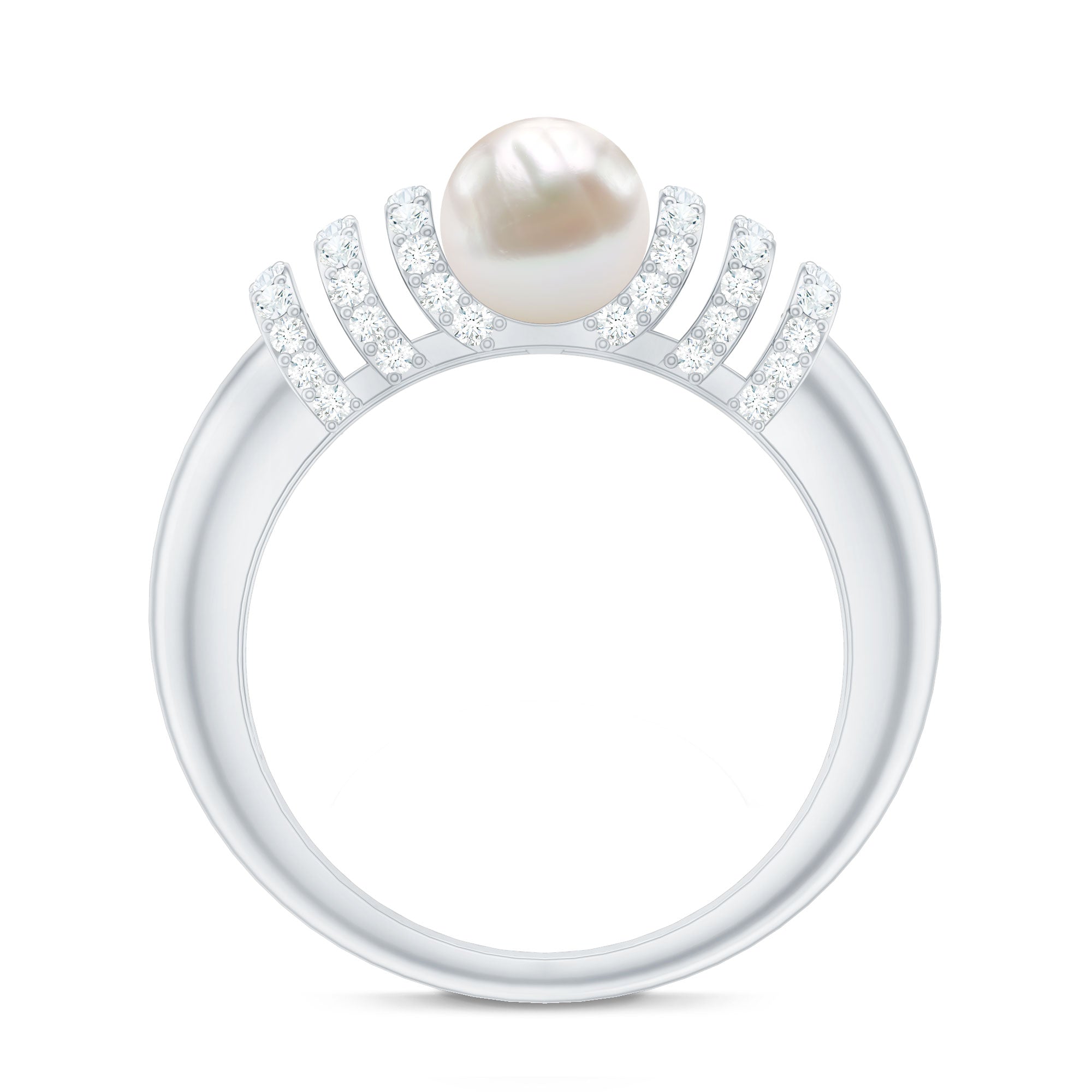 2.50 CT Freshwater Pearl and Diamond Engagement Ring