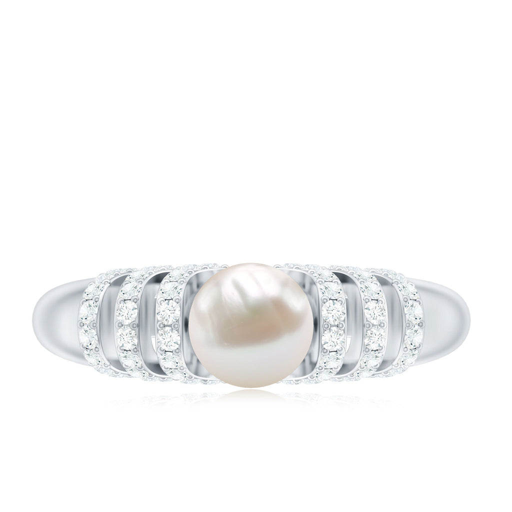 2.50 CT Freshwater Pearl and Diamond Engagement Ring