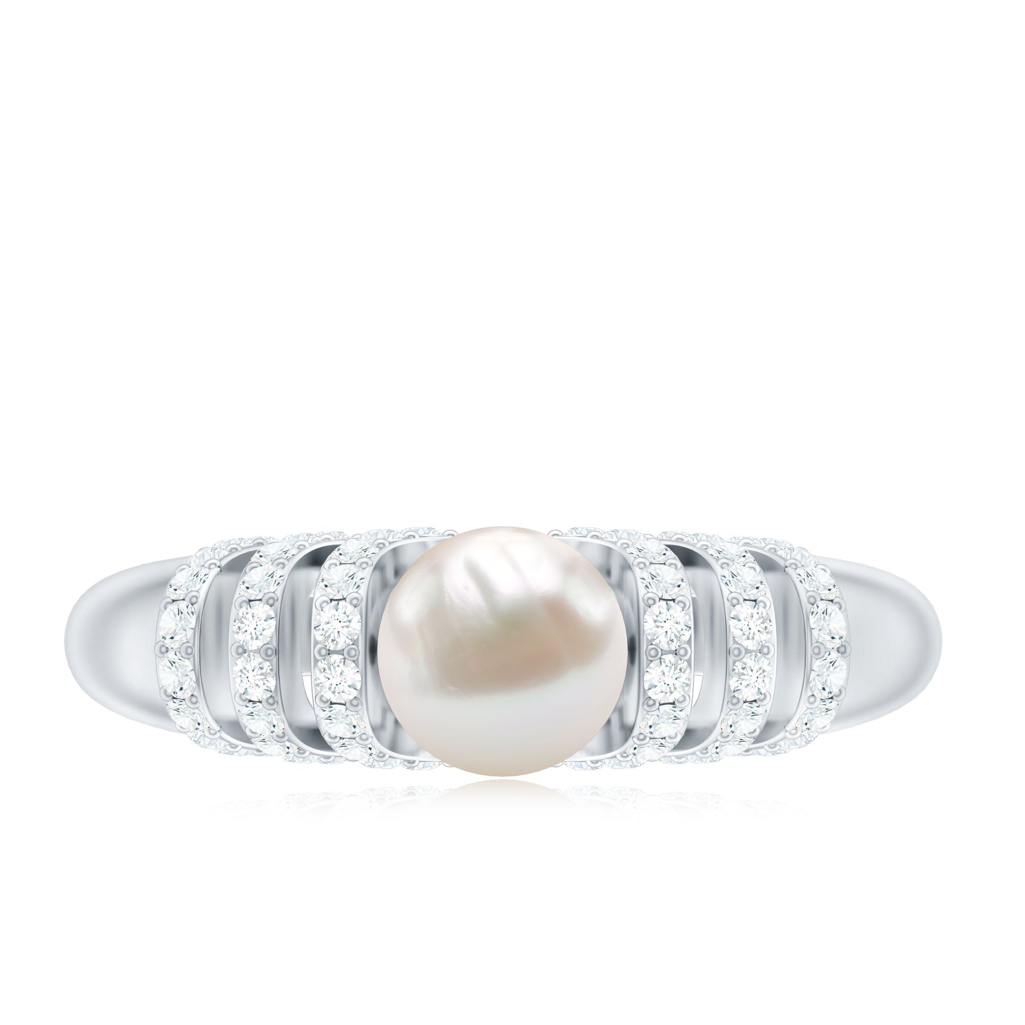 2.50 CT Freshwater Pearl and Diamond Engagement Ring