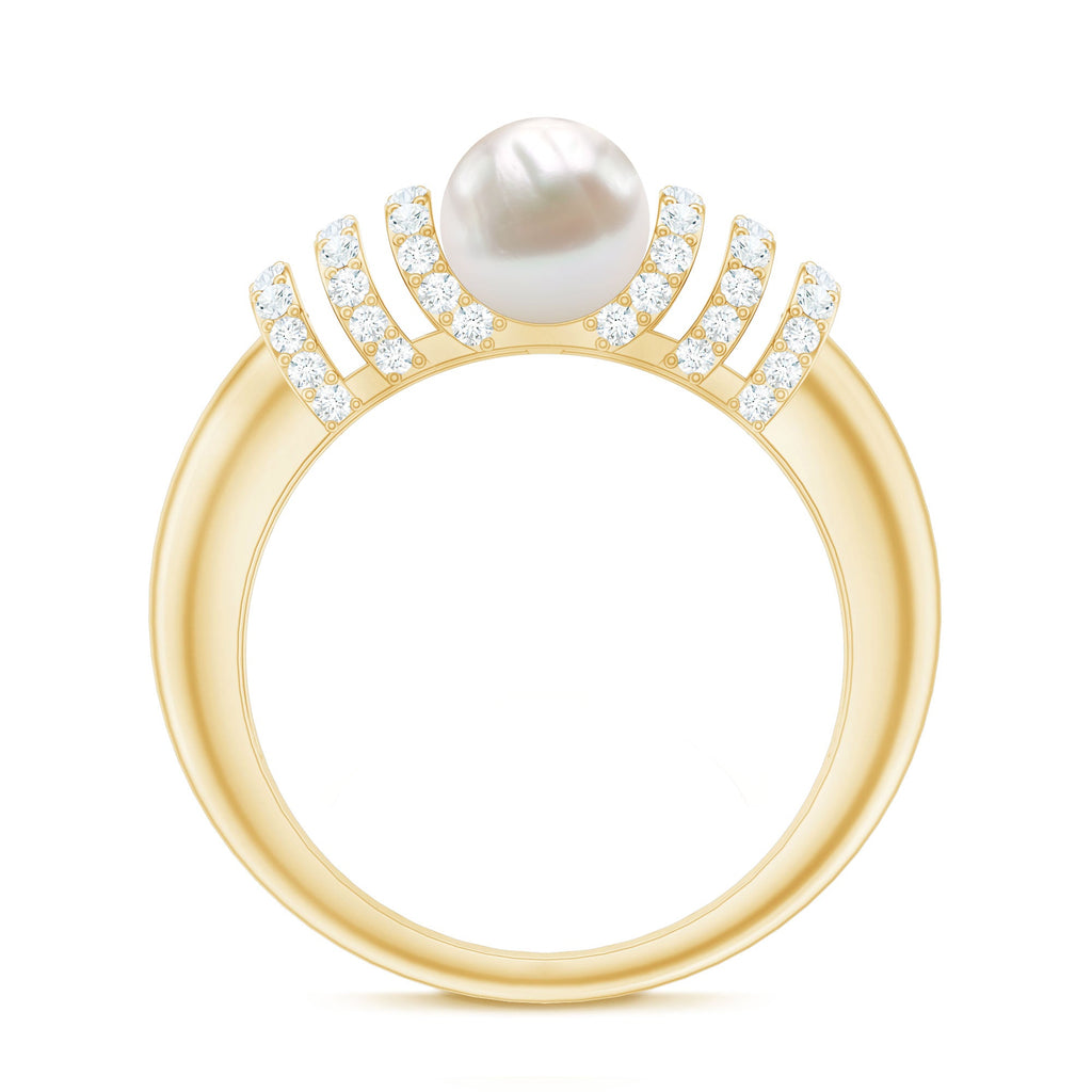 2.50 CT Freshwater Pearl and Diamond Engagement Ring