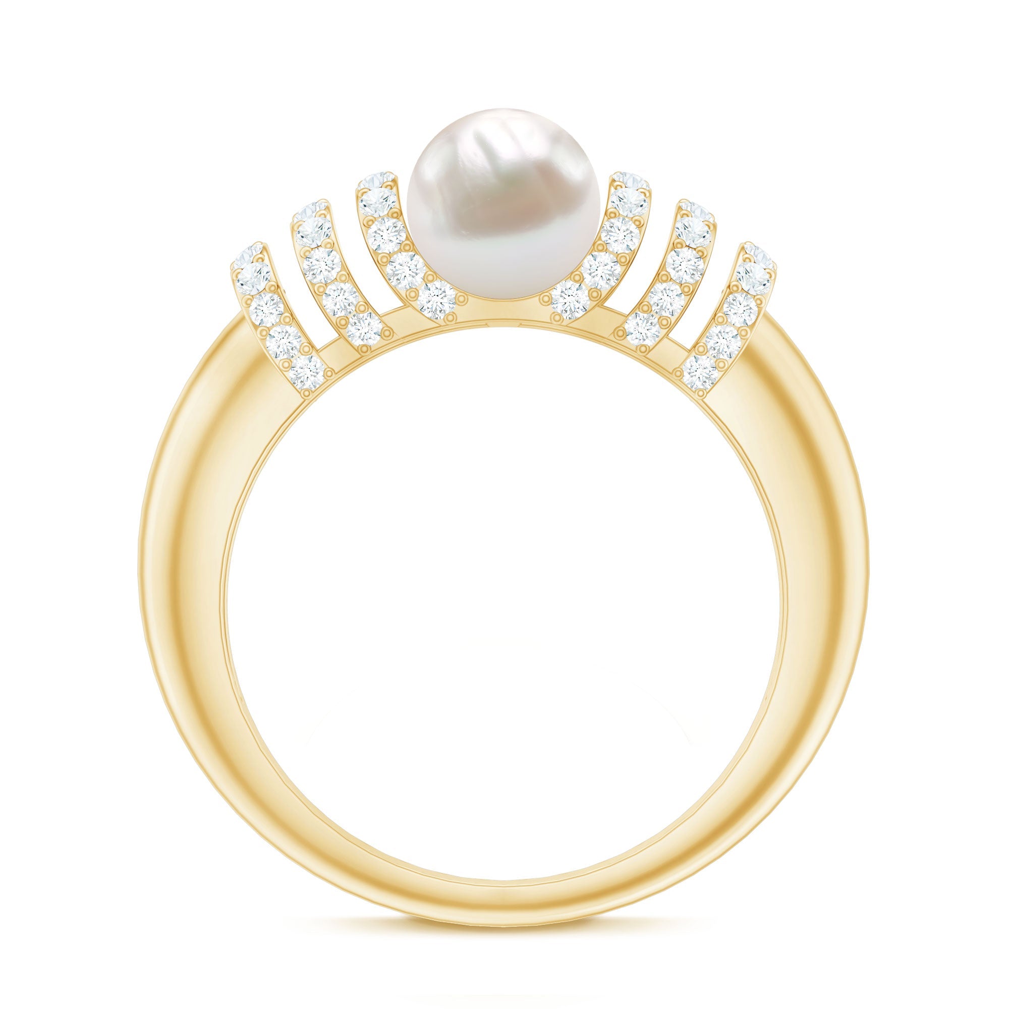2.50 CT Freshwater Pearl and Diamond Engagement Ring