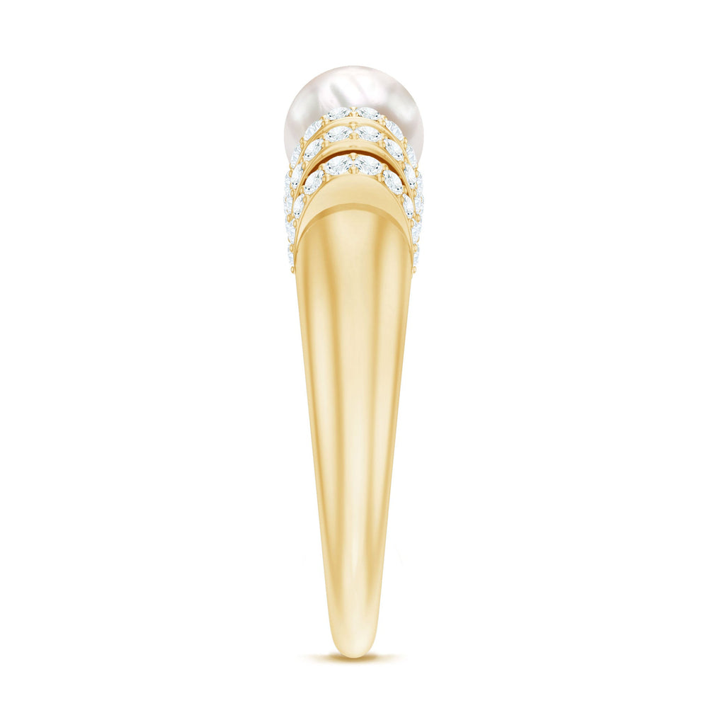 2.50 CT Freshwater Pearl and Diamond Engagement Ring