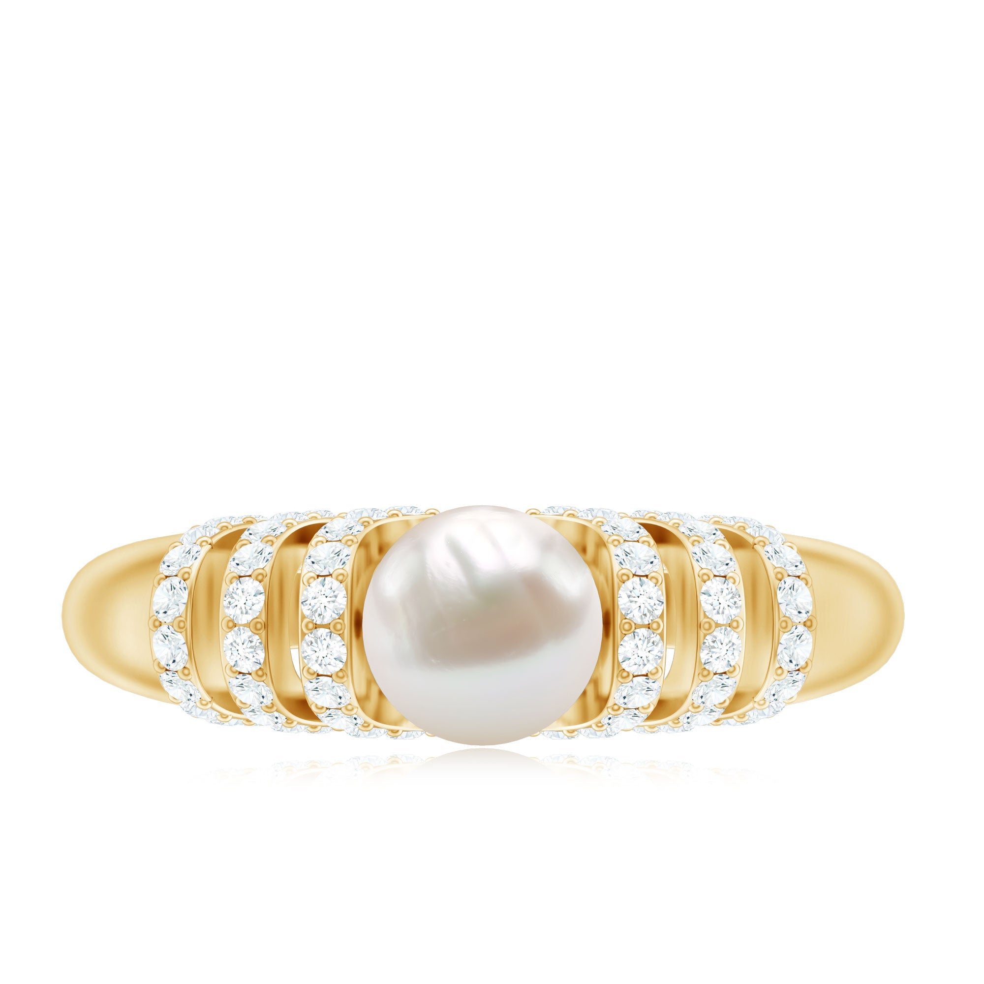 2.50 CT Freshwater Pearl and Diamond Engagement Ring