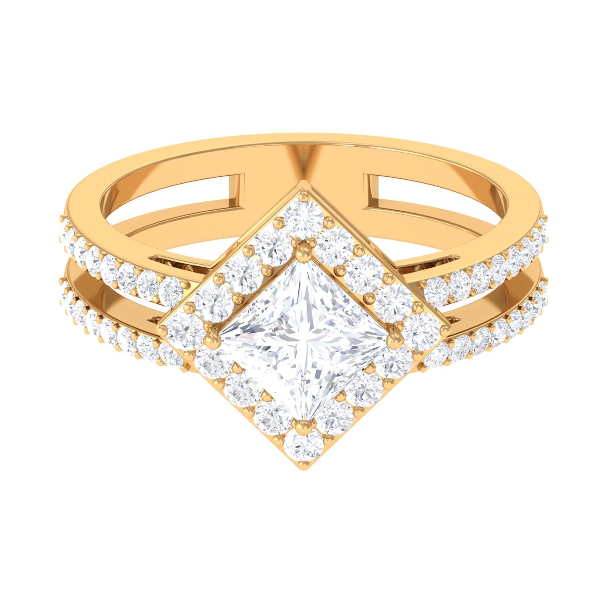 2.50 CT Princess Cut Zircon Double Engagement Band Ring