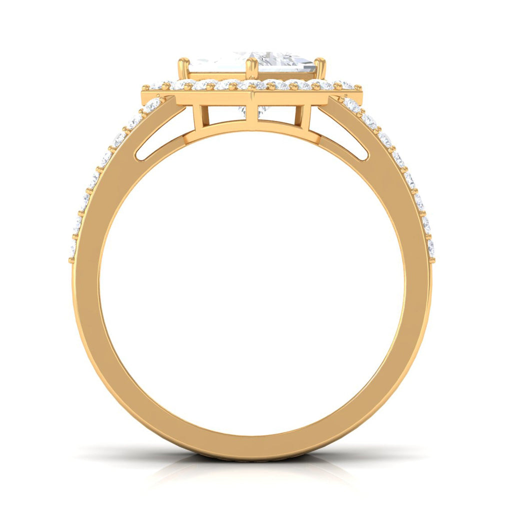 2.50 CT Princess Cut Zircon Double Engagement Band Ring