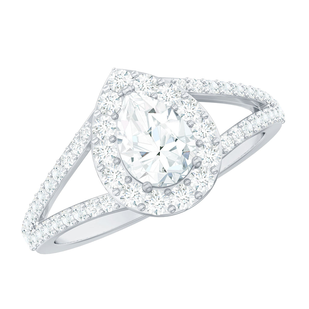 2 CT Split Shank Zircon Teardrop Engagement Ring in Gold