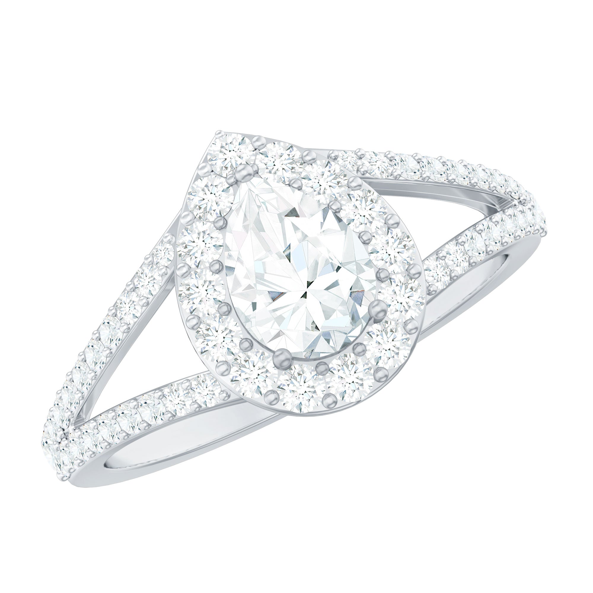 2 CT Split Shank Zircon Teardrop Engagement Ring in Gold